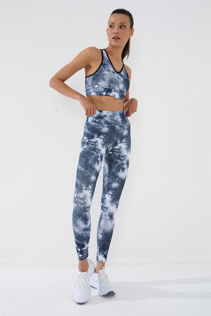 TMY Purple Mixed Tie-Dye Slim Fit V-Neck Women's Sports Bustier - 97147 - Duisburg