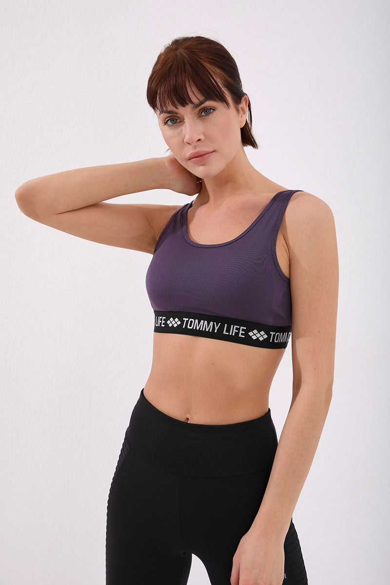 TMY Purple Striped Standard Mold U Neck Women's Sports Bustier - 97113 - Champigny-sur-Marne