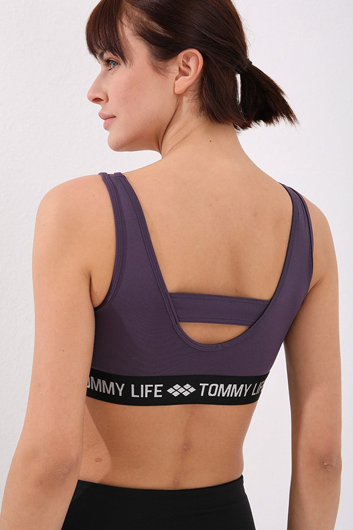 TMY Purple Striped Standard Mold U Neck Women's Sports Bustier - 97113 - Champigny-sur-Marne