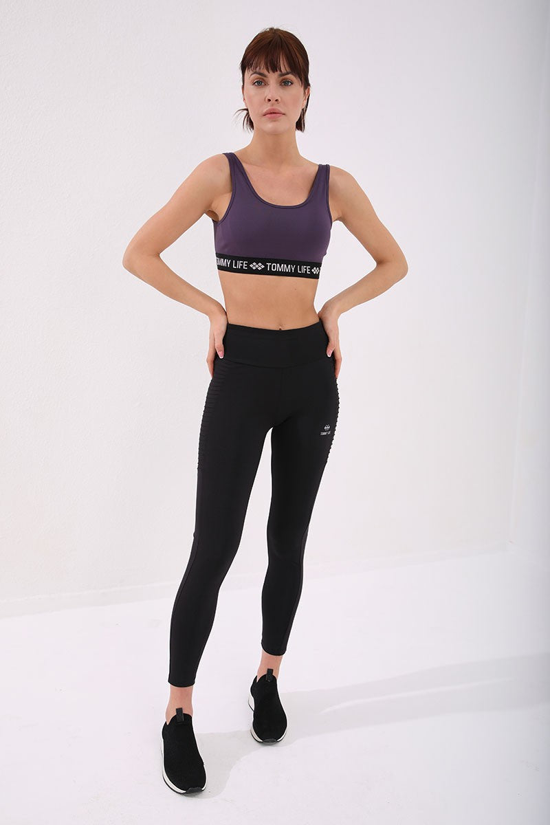 TMY Purple Striped Standard Mold U Neck Women's Sports Bustier - 97113 - Champigny-sur-Marne