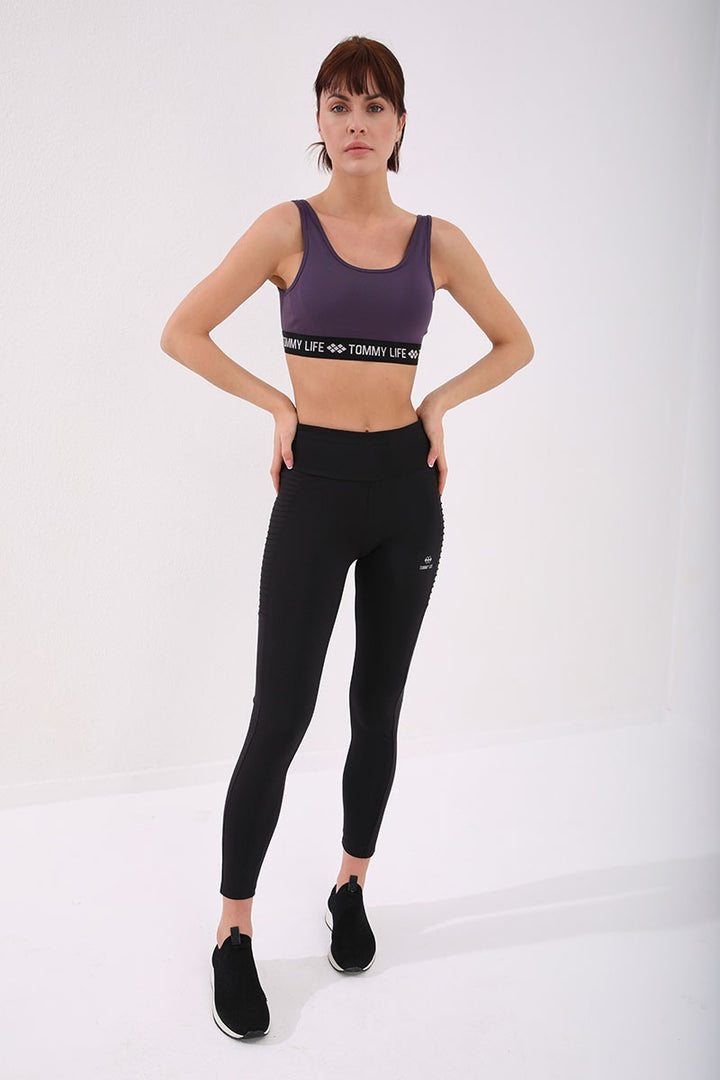 TMY Purple Striped Standard Mold U Neck Women's Sports Bustier - 97113 - Champigny-sur-Marne