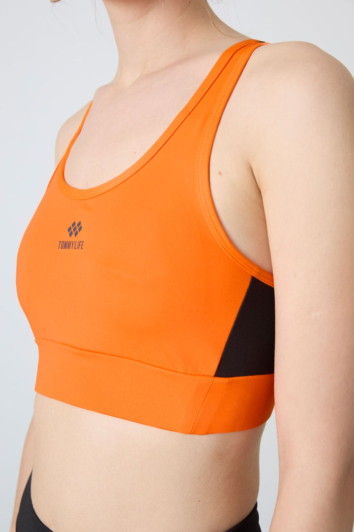 TMY Neon Orange Cross Back Detail Slim Fit Padded Women's Sports Bustier - 97121 - Saratoga Springs
