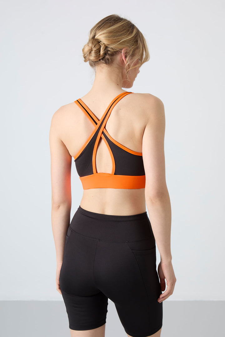 TMY Neon Orange Cross Back Detail Slim Fit Padded Women's Sports Bustier - 97121 - Saratoga Springs