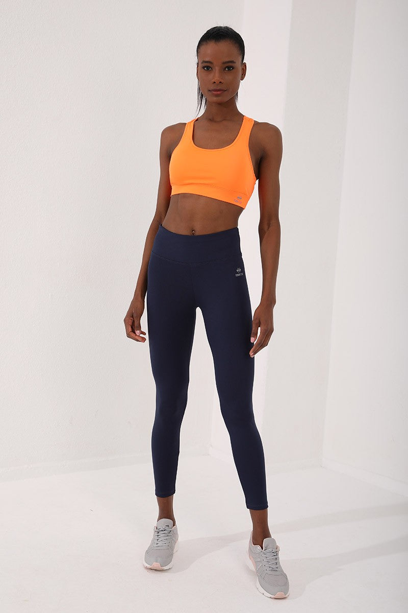 TMY Neon Orange Back Detail Slim Fit U Neck Women's Sports Bustier - 97120 - De Bilt