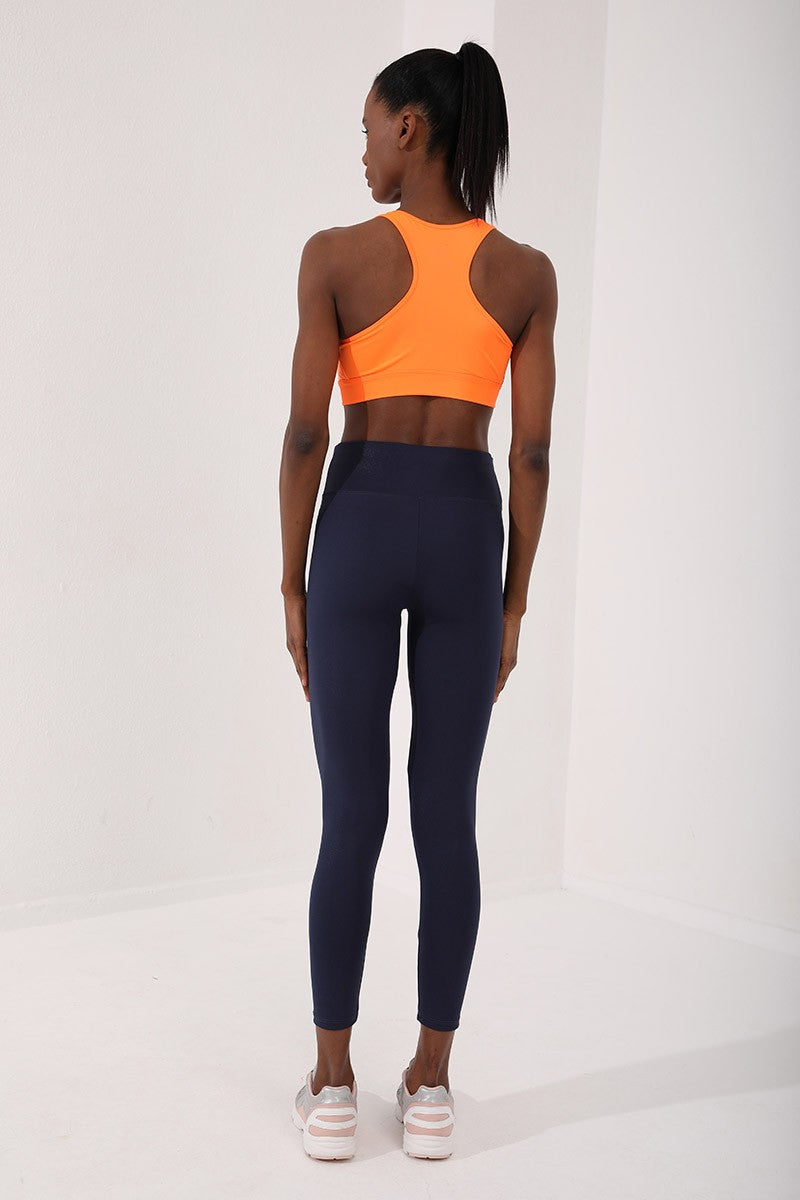 TMY Neon Orange Back Detail Slim Fit U Neck Women's Sports Bustier - 97120 - De Bilt