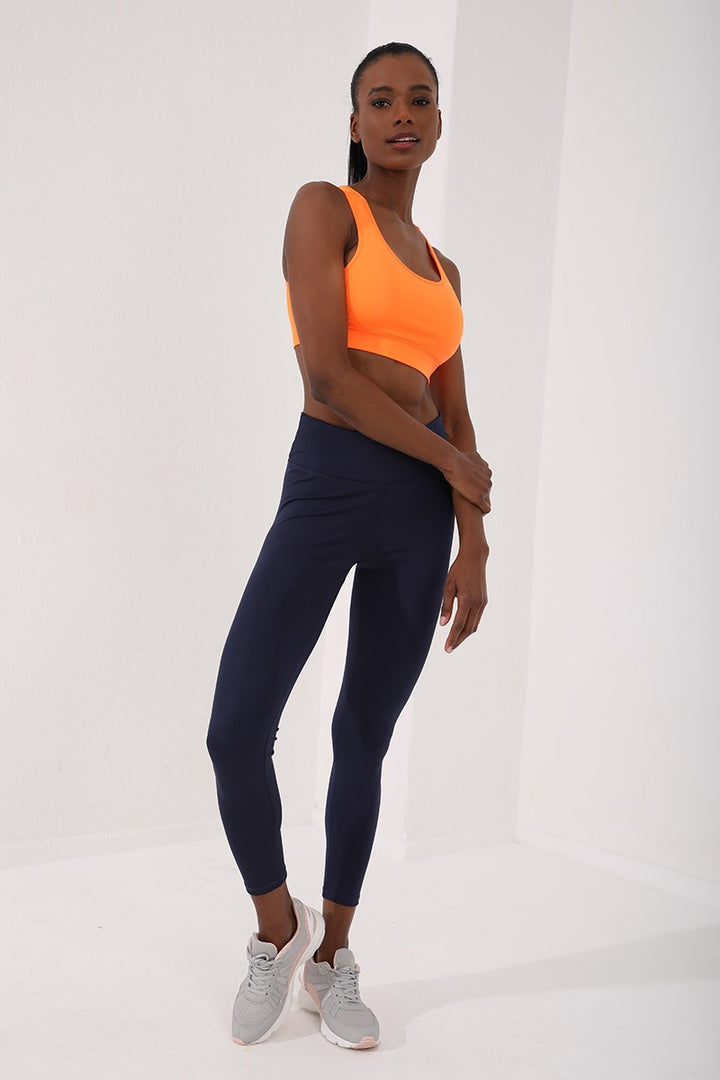 TMY Neon Orange Back Detail Slim Fit U Neck Women's Sports Bustier - 97120 - De Bilt