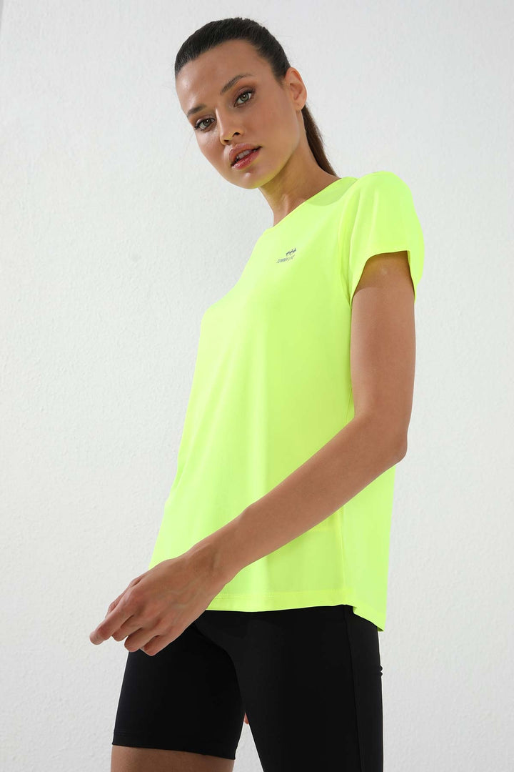 TMY Neon Yellow Basic Short Sleeve Standard Fit Crew Neck Women's T-Shirt - 97144 - Alton
