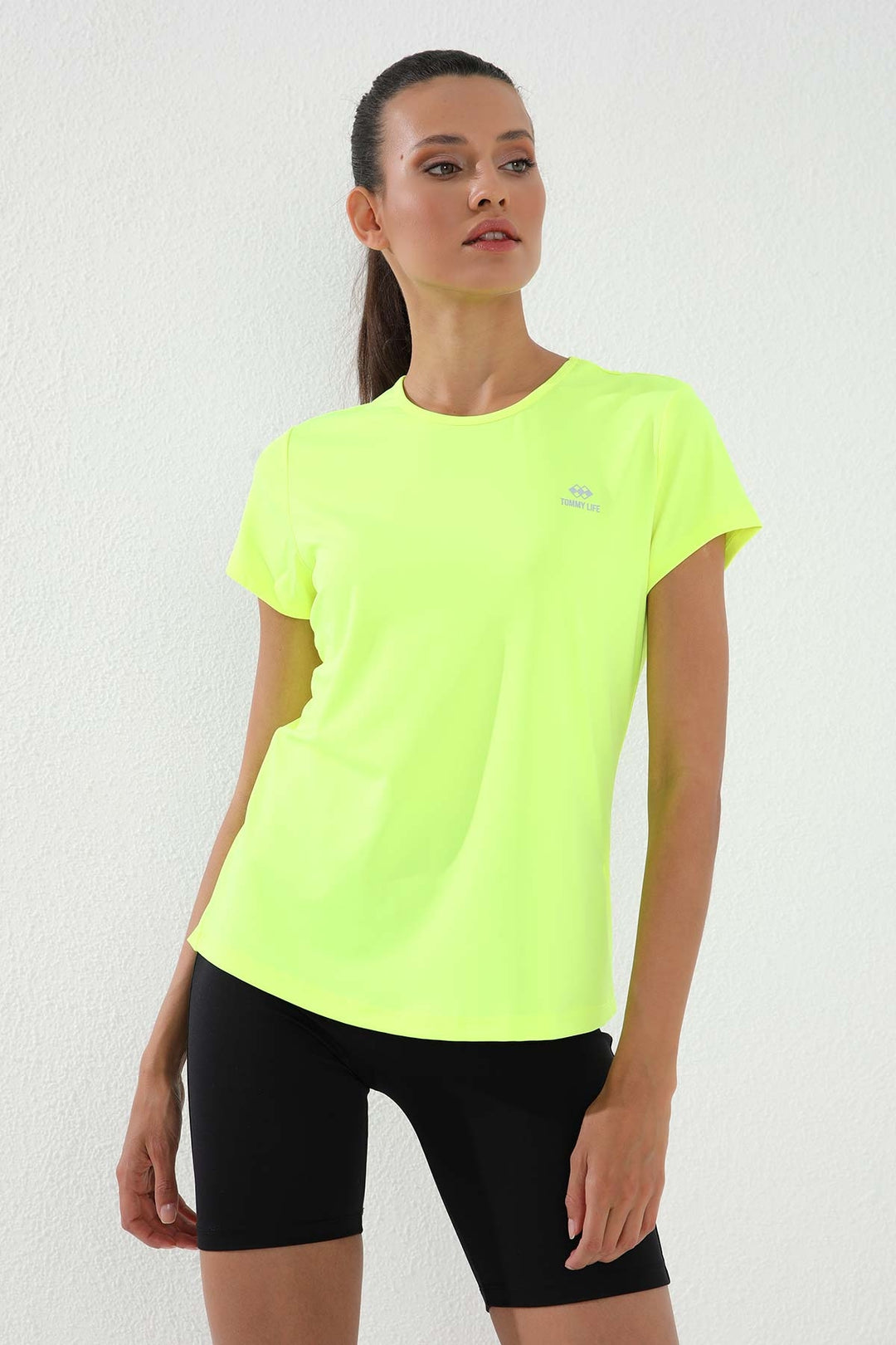 TMY Neon Yellow Basic Short Sleeve Standard Fit Crew Neck Women's T-Shirt - 97144 - Alton