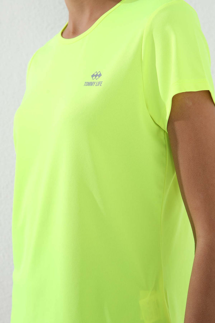 TMY Neon Yellow Basic Short Sleeve Standard Fit Crew Neck Women's T-Shirt - 97144 - Alton