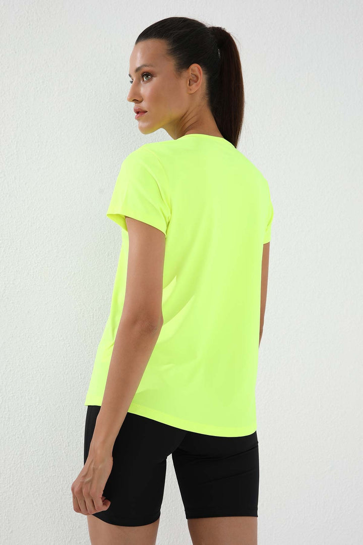 TMY Neon Yellow Basic Short Sleeve Standard Fit Crew Neck Women's T-Shirt - 97144 - Alton
