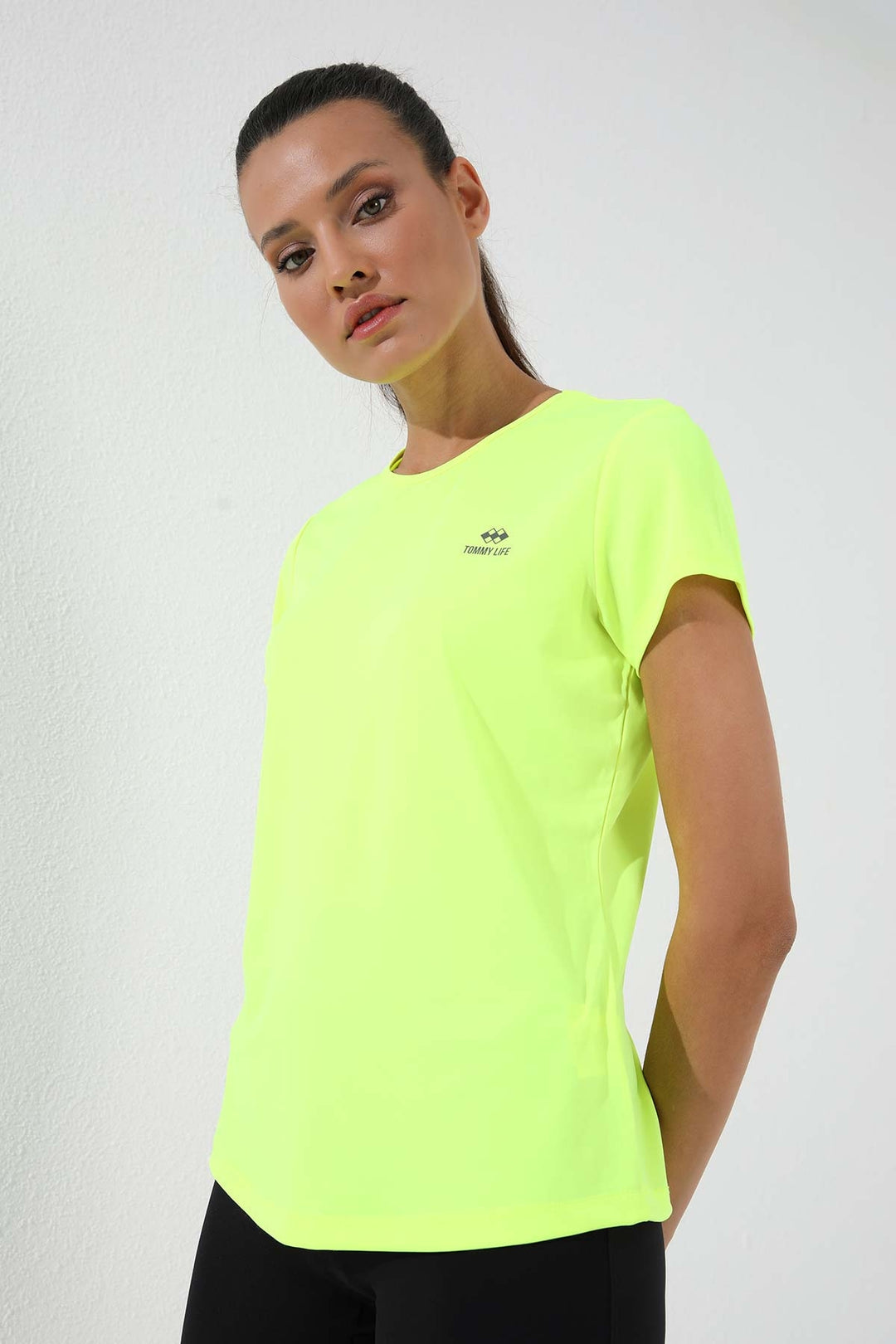 TMY Neon Yellow Basic Short Sleeve Standard Fit Crew Neck Women's T-Shirt - 97144 - Alton