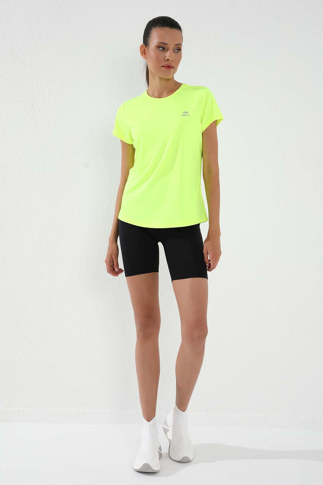 TMY Neon Yellow Basic Short Sleeve Standard Fit Crew Neck Women's T-Shirt - 97144 - Alton
