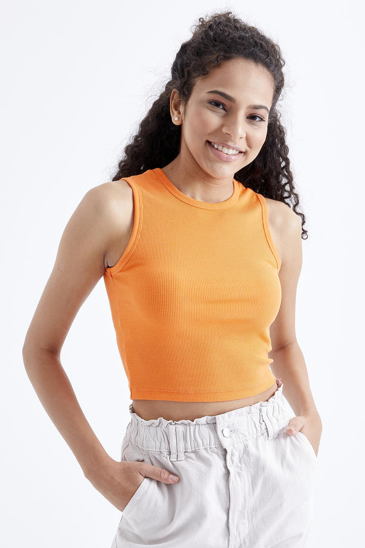 TMY Oranj Basic Sleeveless O Neck Women's Crop Top Tank Top - 97204 - Coventry