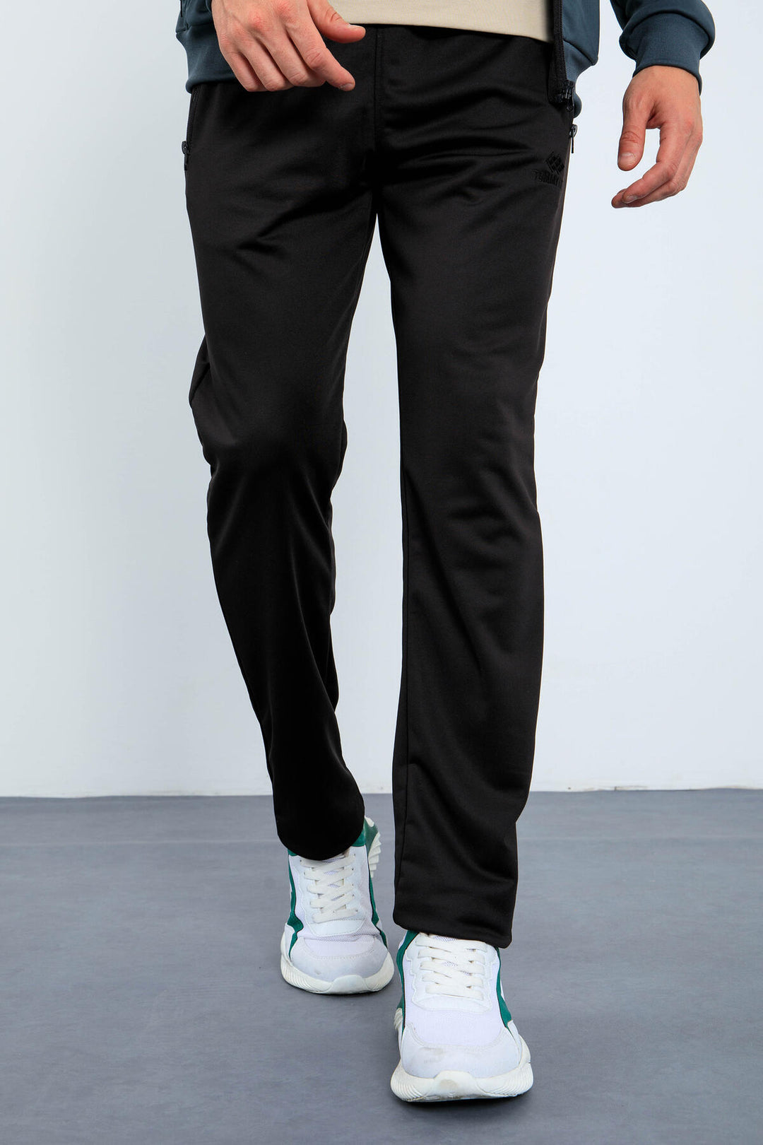 TMY Forest Green - Black High Neck Zippered Standard Fit Men's Tracksuit - 85163 - Fort Smith