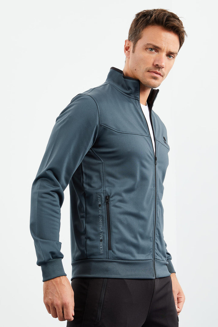 TMY Forest Green - Black High Neck Zippered Standard Fit Classic Cuff Men's Tracksuit - 85162 - Siegen