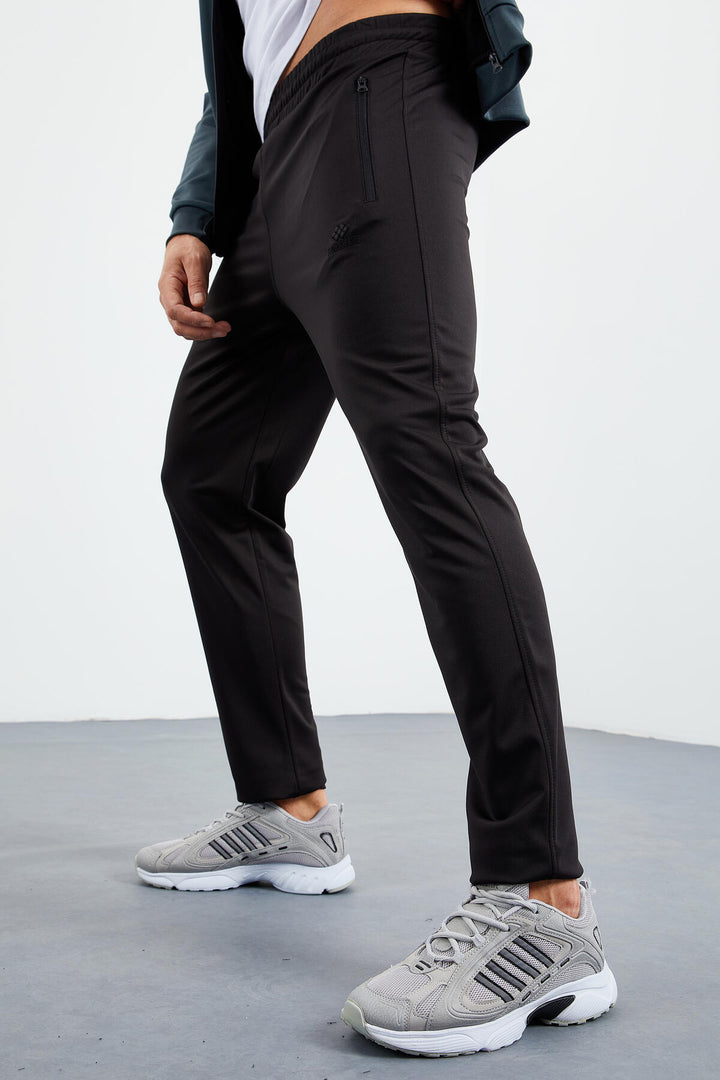 TMY Forest Green - Black High Neck Zippered Standard Fit Classic Cuff Men's Tracksuit - 85162 - Siegen