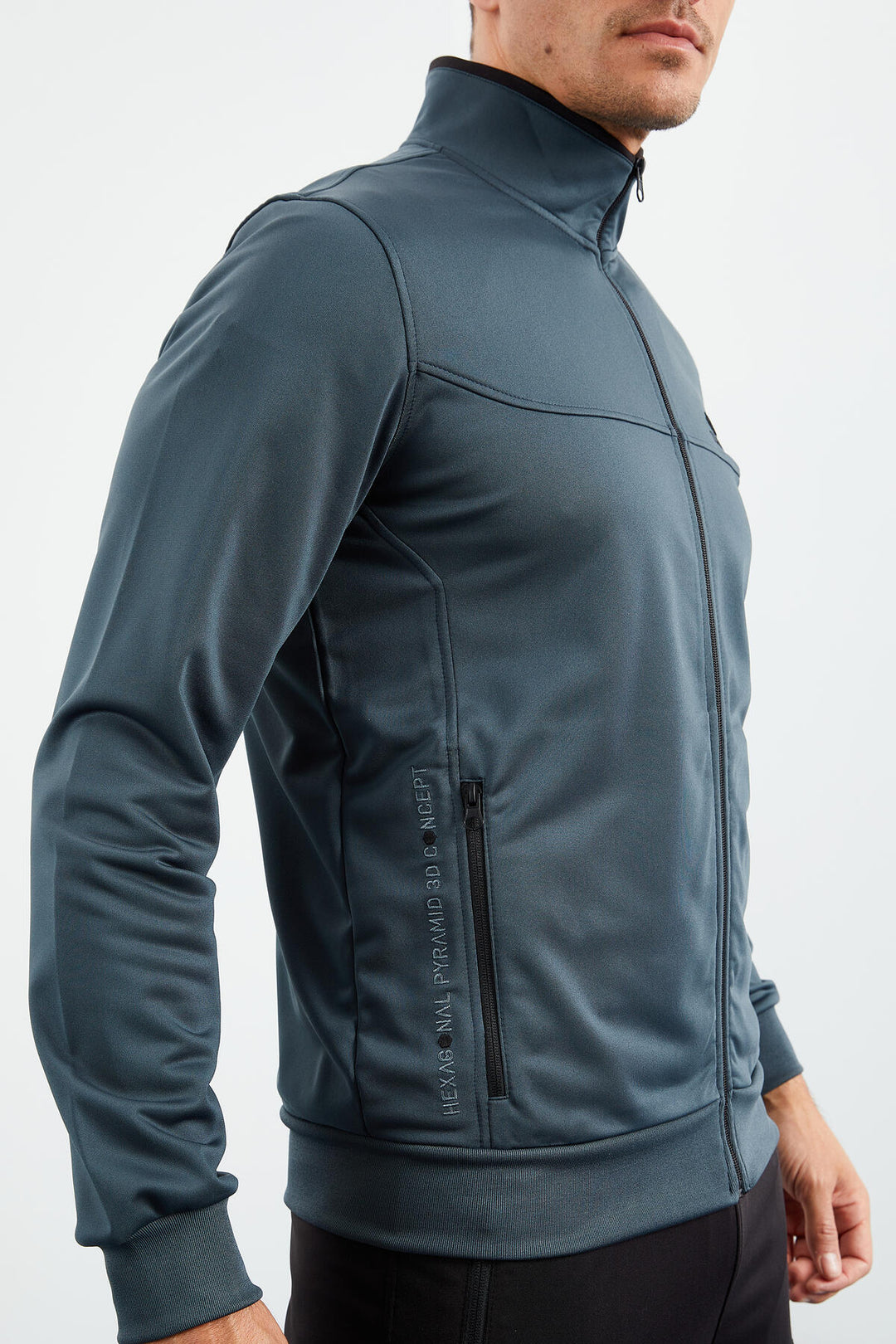 TMY Forest Green - Black High Neck Zippered Standard Fit Classic Cuff Men's Tracksuit - 85162 - Siegen