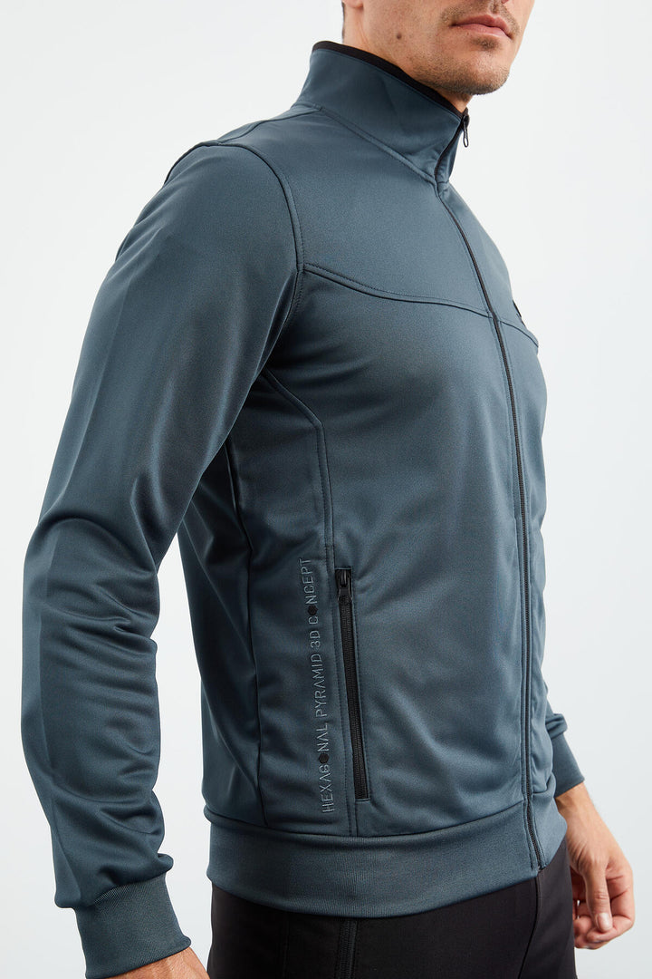 TMY Forest Green - Black High Neck Zippered Standard Fit Classic Cuff Men's Tracksuit - 85162 - Siegen