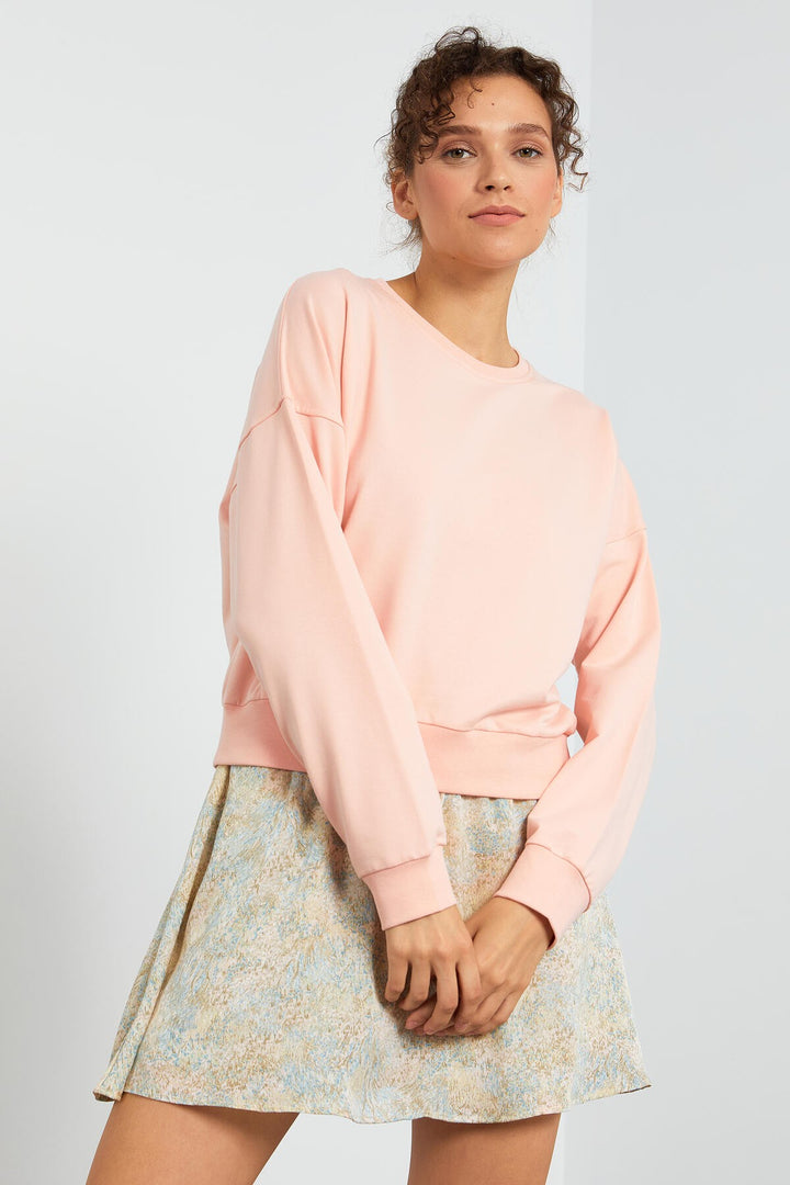 TMY Pink Basic Comfort Fit Round Neck Women's Sweatshirt - 97114 - Mableton