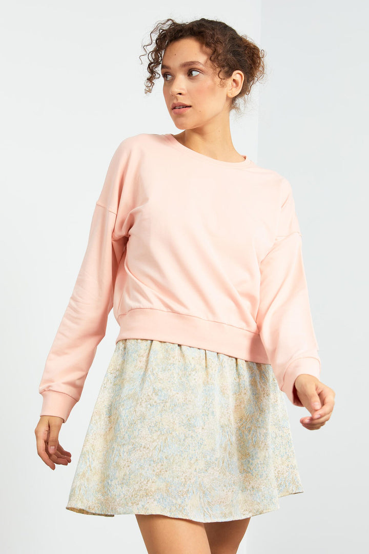 TMY Pink Basic Comfort Fit Round Neck Women's Sweatshirt - 97114 - Mableton
