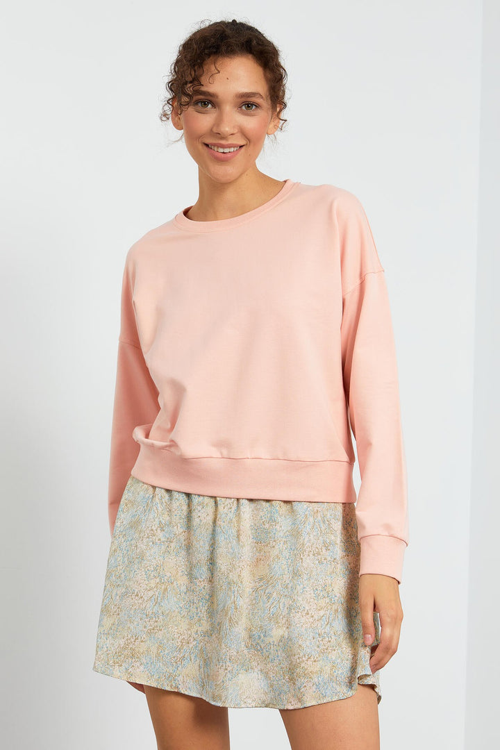 TMY Pink Basic Comfort Fit Round Neck Women's Sweatshirt - 97114 - Mableton