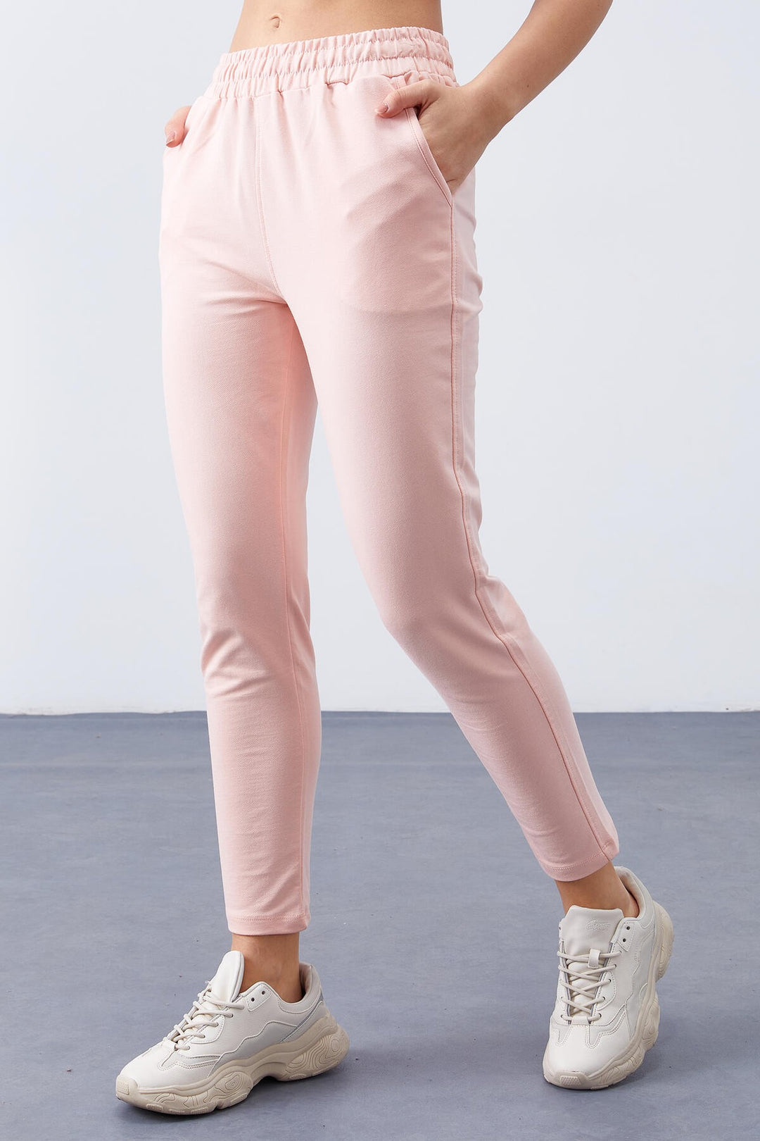 TMY Pink High Waist Jogger Comfortable Fit Slim Leg Women's Sweatpants - 94566 - Brentwood