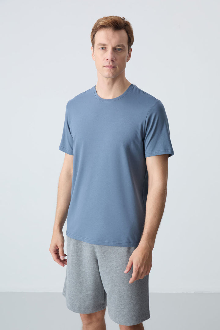 TMY Petrol Men's Basic Short Sleeve Standard Fit Crew Neck T-shirt - 87911 - Lincoln