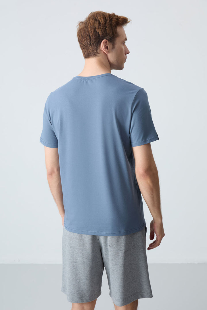 TMY Petrol Men's Basic Short Sleeve Standard Fit Crew Neck T-shirt - 87911 - Lincoln