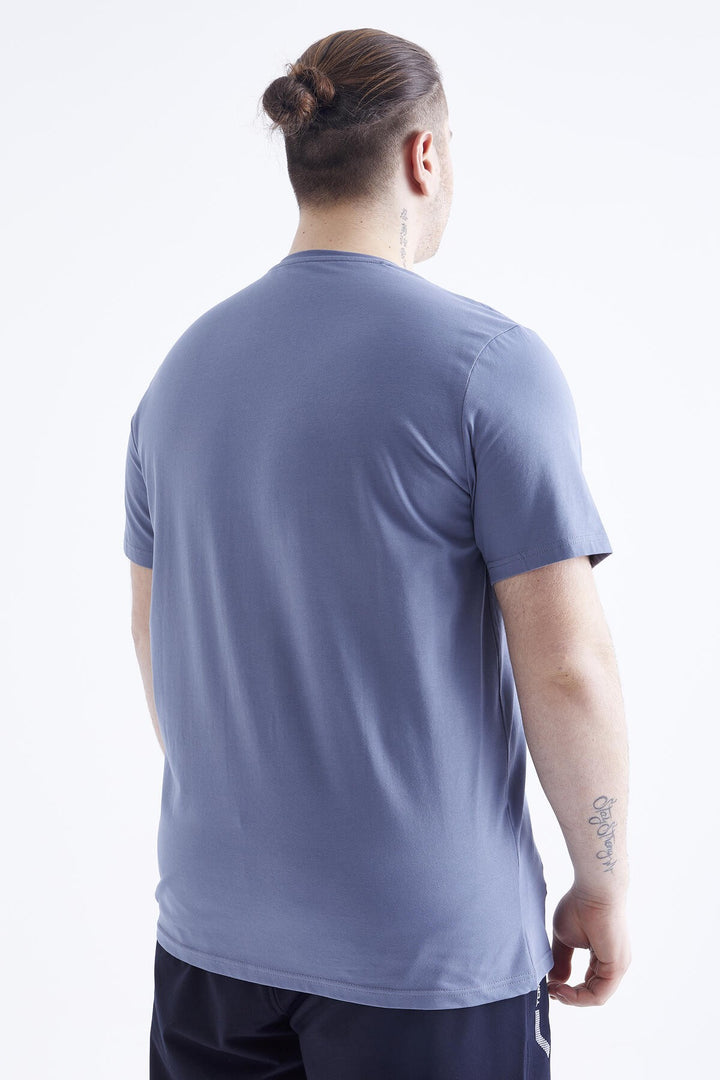 TMY Petrol Basic Short Sleeve Round Neck Plus Size Men's T-Shirt - 88072 - Rugby