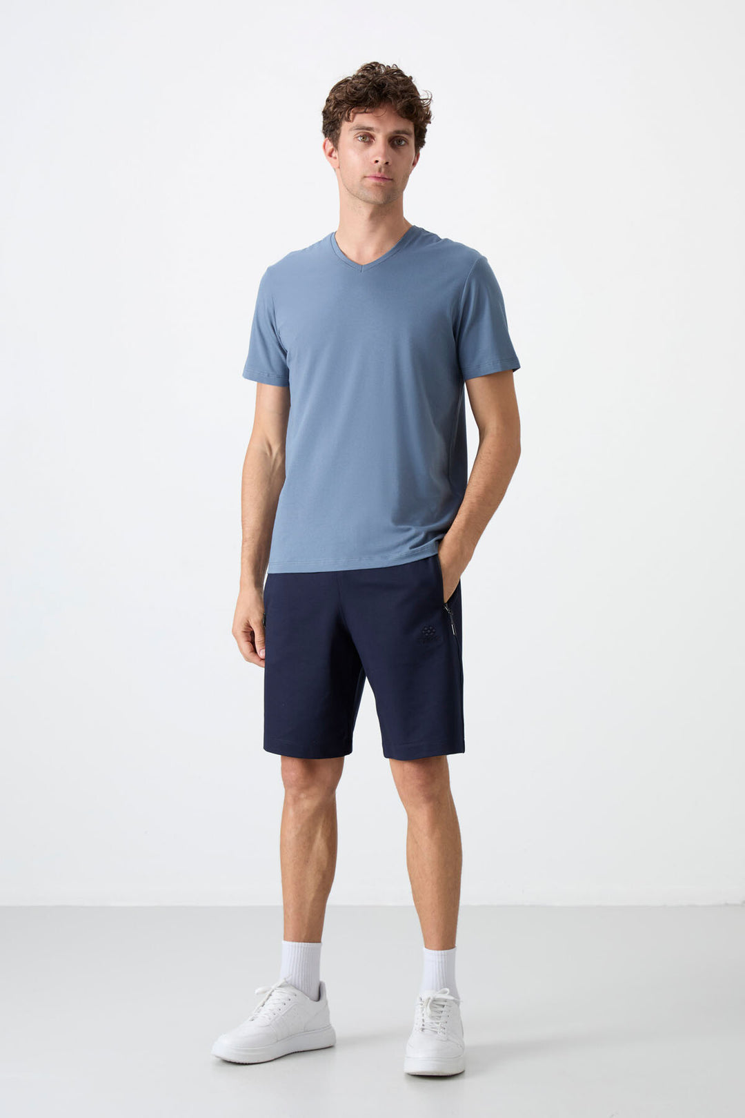 TMY Petrol Basic Short Sleeve Standard Fit V-Neck Men's T-Shirt - 87912 - Wetzlar