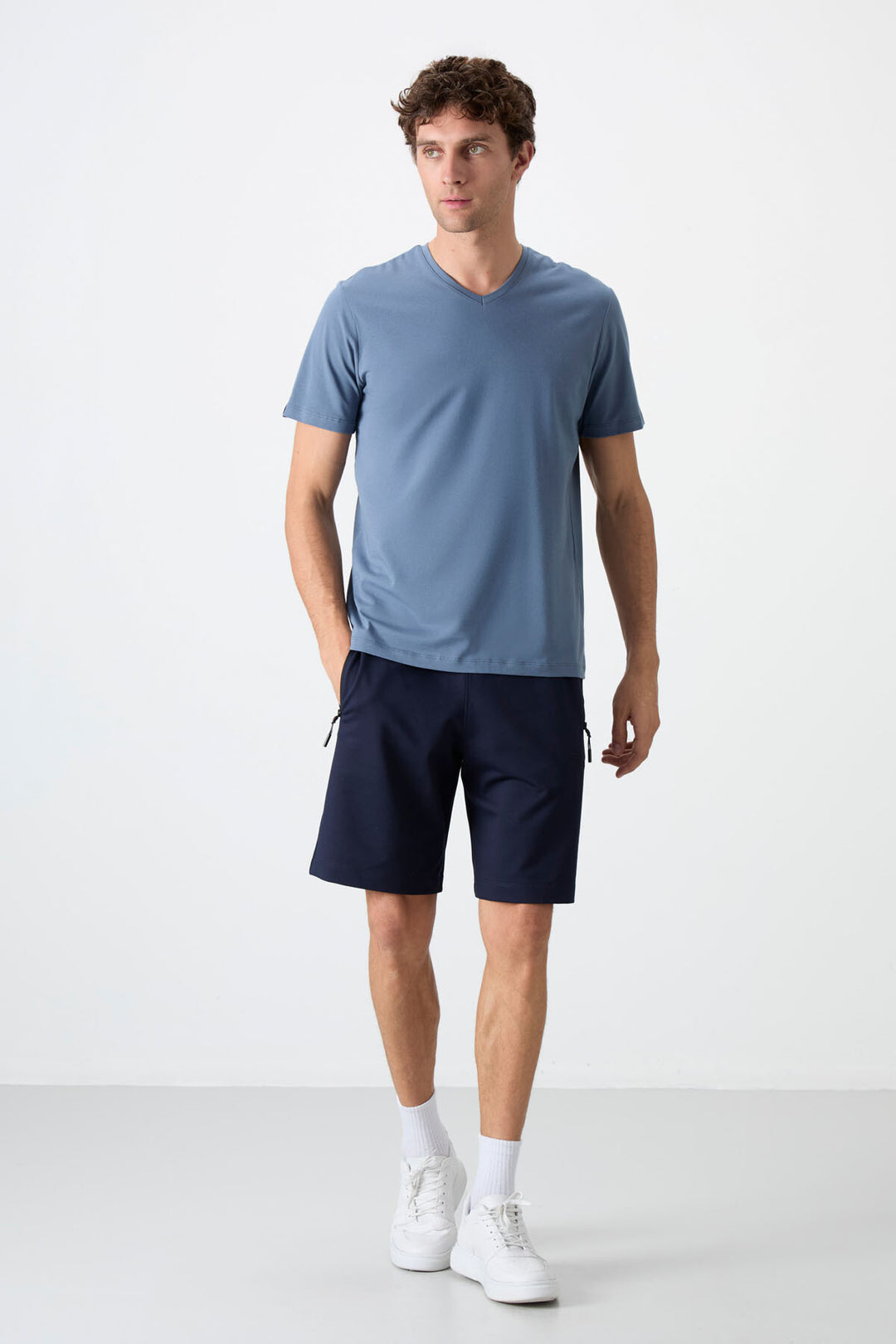 TMY Petrol Basic Short Sleeve Standard Fit V-Neck Men's T-Shirt - 87912 - Wetzlar