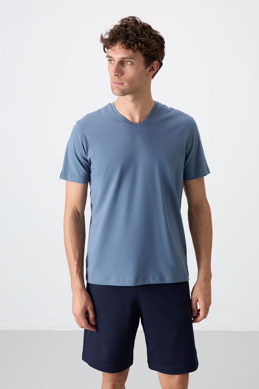 TMY Petrol Basic Short Sleeve Standard Fit V-Neck Men's T-Shirt - 87912 - Wetzlar