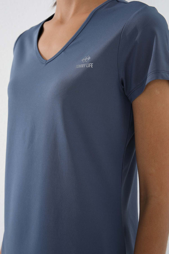 TMY Petrol Basic Short Sleeve Standard Fit V-Neck Women's T-Shirt - 97145 - Burlington