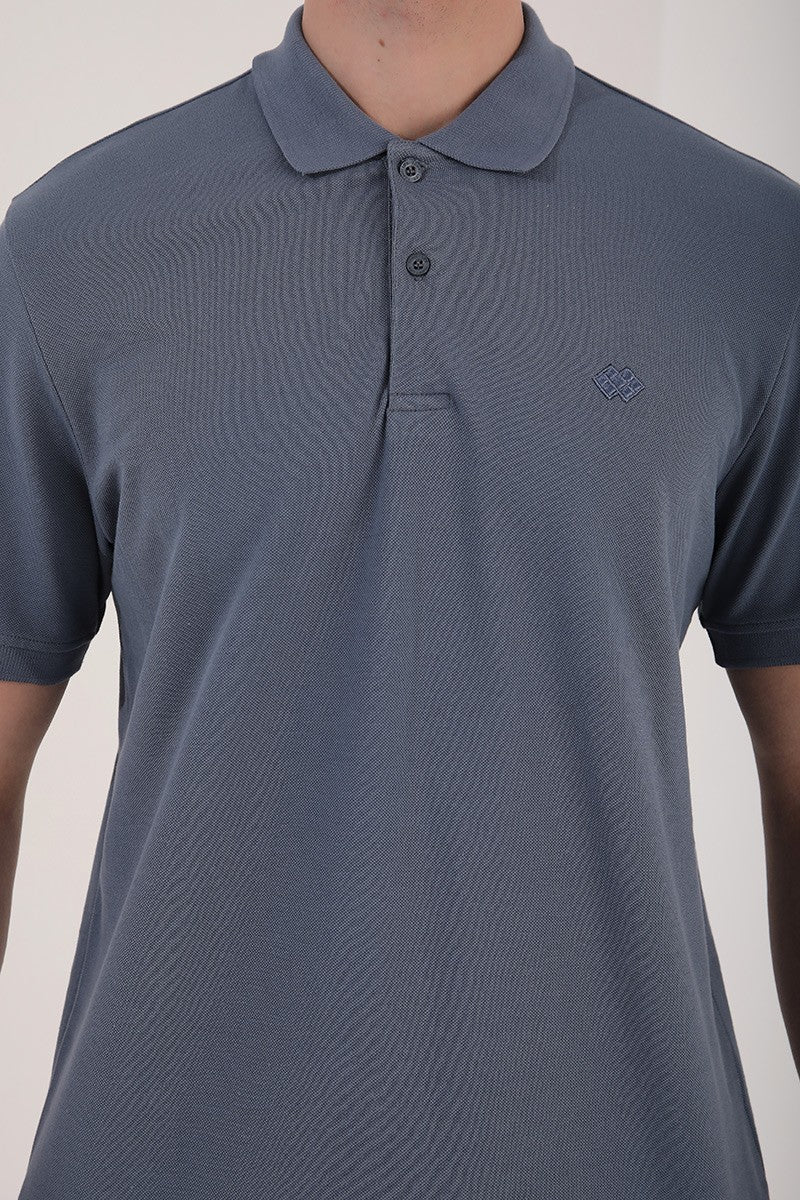 TMY Petrol Basic Logo Standard Mold Men's Polo Neck T-Shirt - 87748 - West Fargo