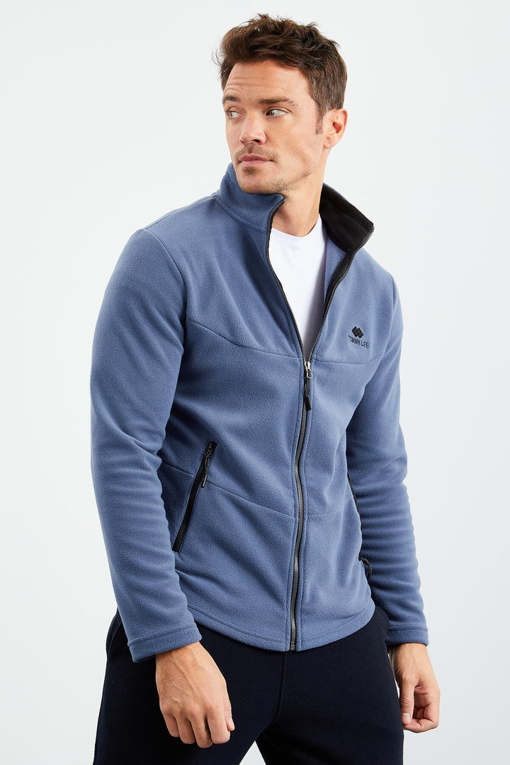TMY Petrol Crew Neck Zippered Standard Fit Men's Polar Sweatshirt - 87993 - Fermo