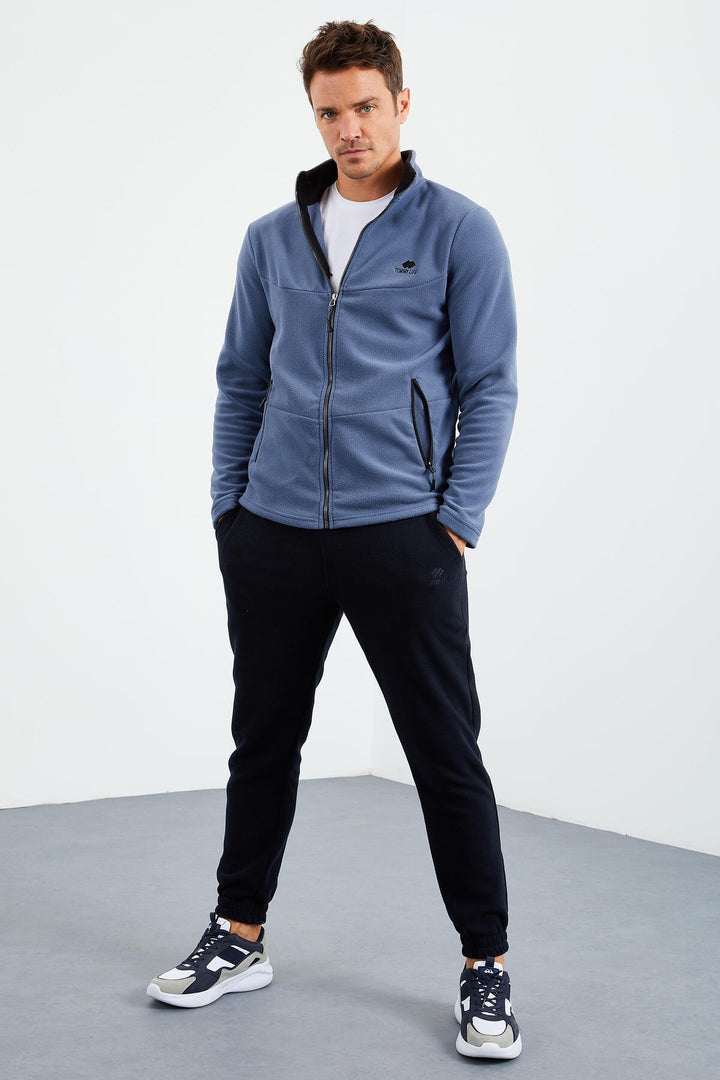 TMY Petrol Crew Neck Zippered Standard Fit Men's Polar Sweatshirt - 87993 - Fermo