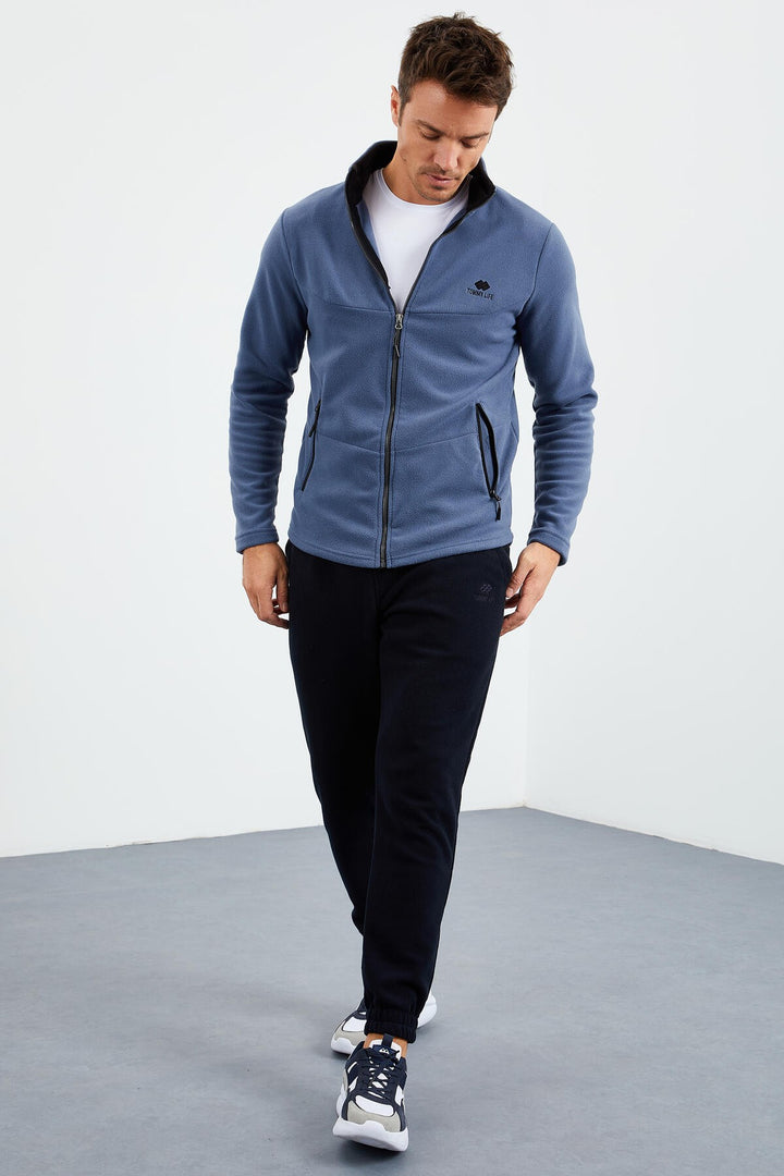TMY Petrol Crew Neck Zippered Standard Fit Men's Polar Sweatshirt - 87993 - Fermo