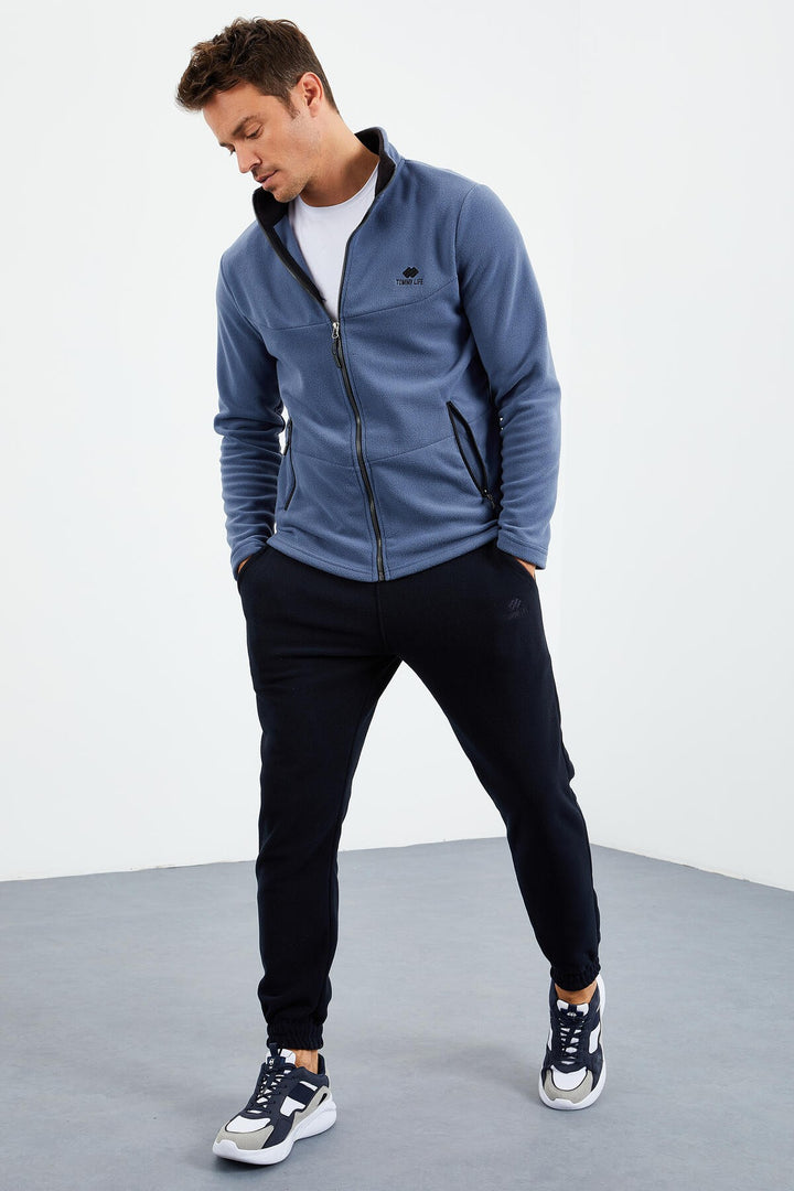 TMY Petrol Crew Neck Zippered Standard Fit Men's Polar Sweatshirt - 87993 - Fermo