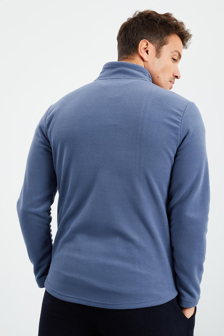 TMY Petrol Crew Neck Zippered Standard Fit Men's Polar Sweatshirt - 87993 - Fermo