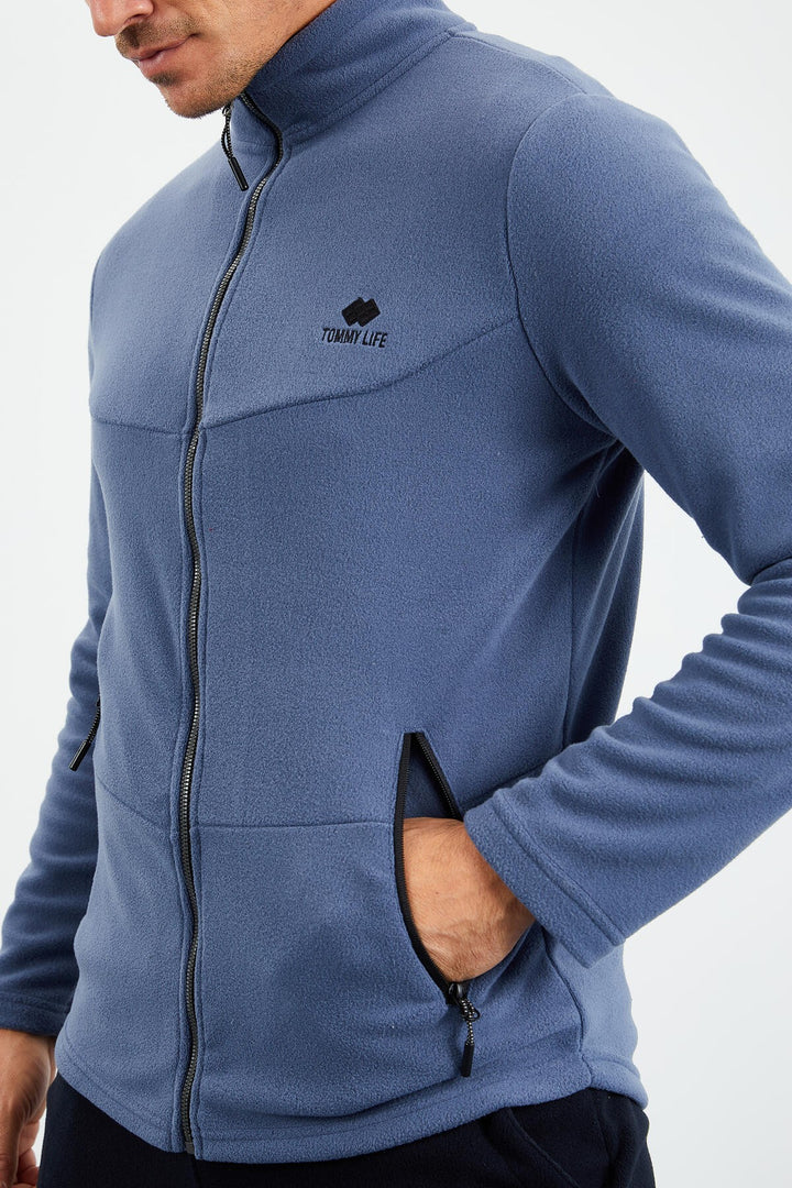 TMY Petrol Crew Neck Zippered Standard Fit Men's Polar Sweatshirt - 87993 - Fermo