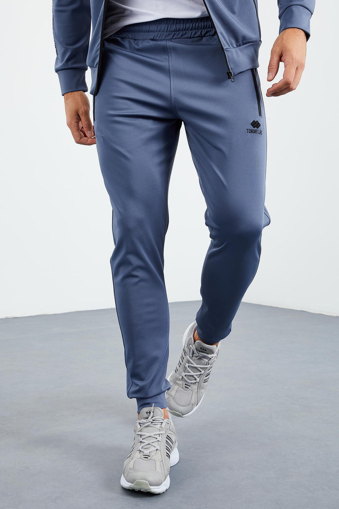 TMY Petrol Crew Neck Zippered Standard Fit Cuffed Men's Tracksuit - 85160 - Kremenchuk