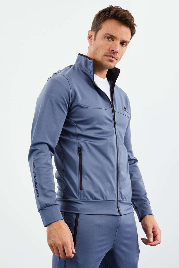 TMY Petrol Crew Neck Zippered Standard Fit Cuffed Men's Tracksuit - 85160 - Kremenchuk