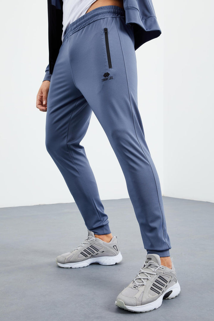TMY Petrol Crew Neck Zippered Standard Fit Cuffed Men's Tracksuit - 85160 - Kremenchuk