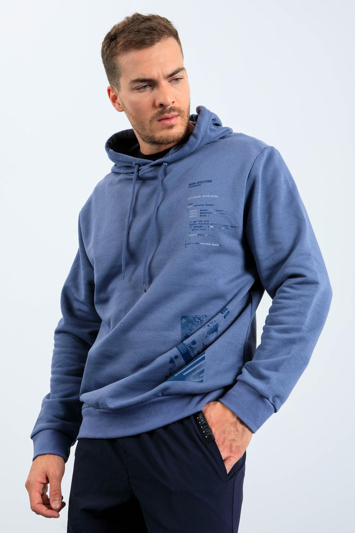 TMY Hooded Comfort Fit Men's Sweatshirt with Printed Oil Pattern - 88018 - San Clemente