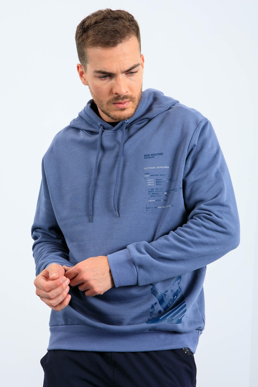 TMY Hooded Comfort Fit Men's Sweatshirt with Printed Oil Pattern - 88018 - San Clemente