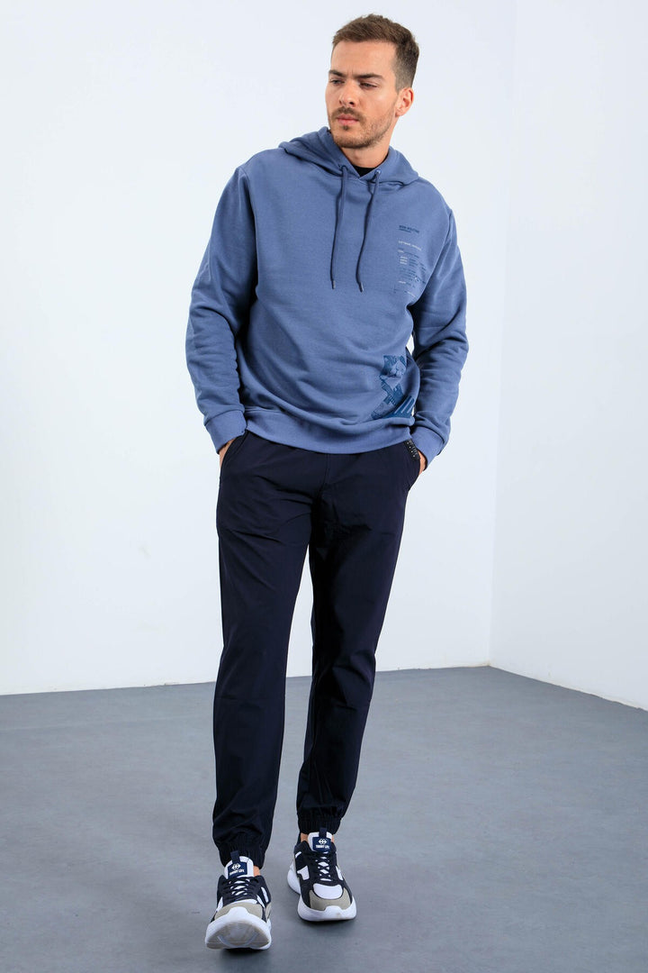 TMY Hooded Comfort Fit Men's Sweatshirt with Printed Oil Pattern - 88018 - San Clemente