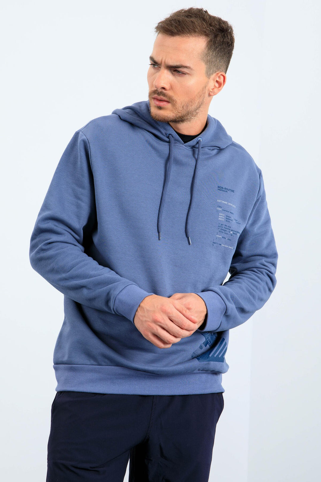 TMY Hooded Comfort Fit Men's Sweatshirt with Printed Oil Pattern - 88018 - San Clemente