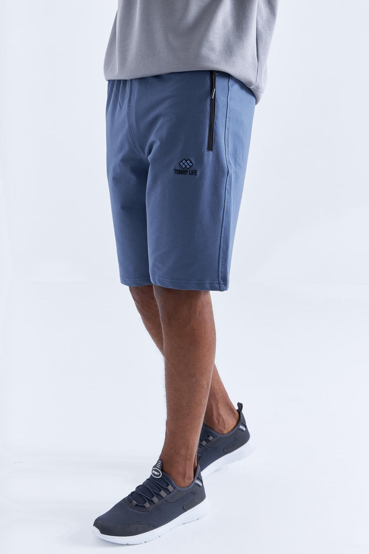 TMY Petrol Hidden Zipper Back Pocket Drawstring Standard Fit Men's Shorts - 81136 - Midvale