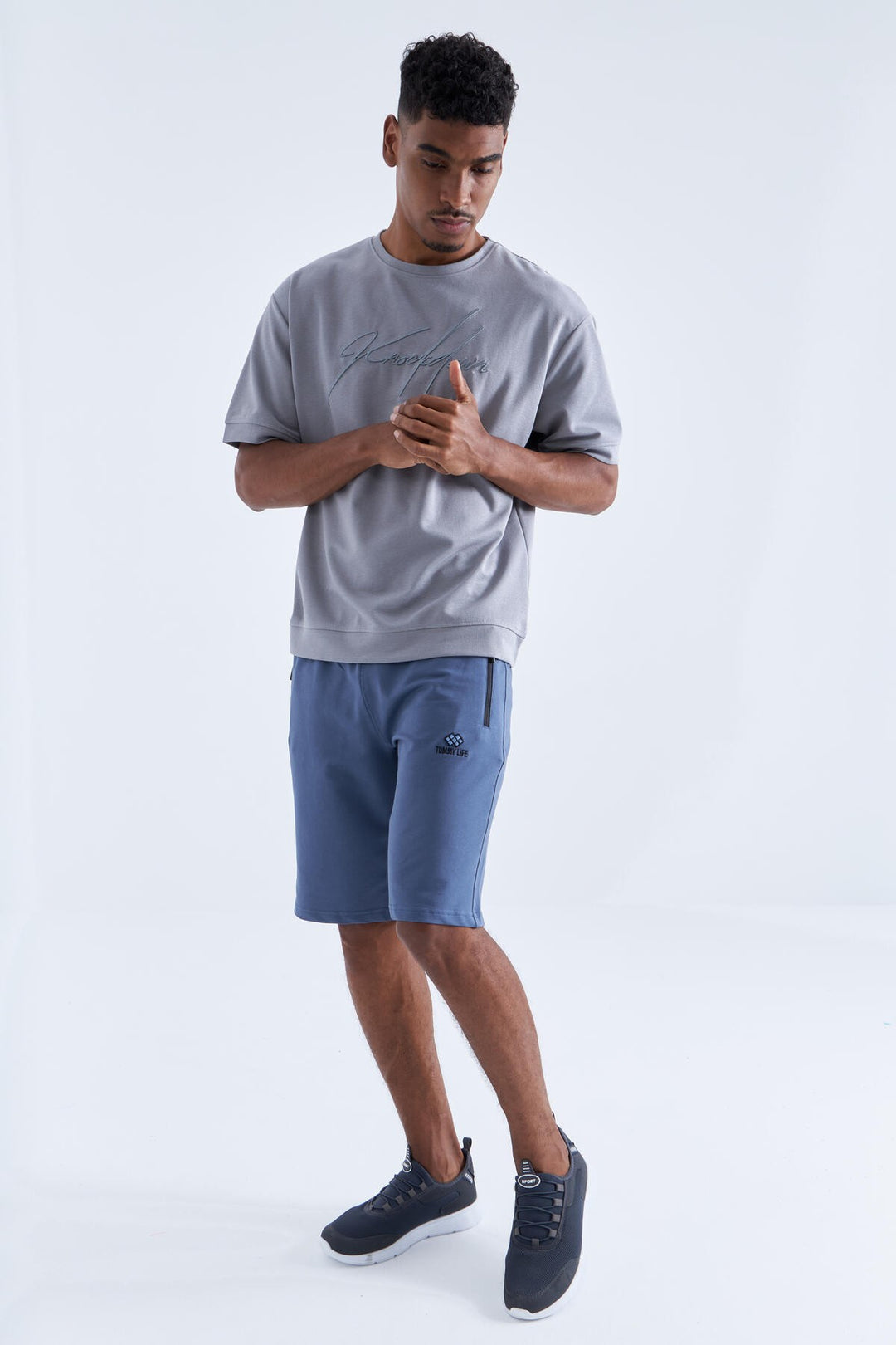 TMY Petrol Hidden Zipper Back Pocket Drawstring Standard Fit Men's Shorts - 81136 - Midvale
