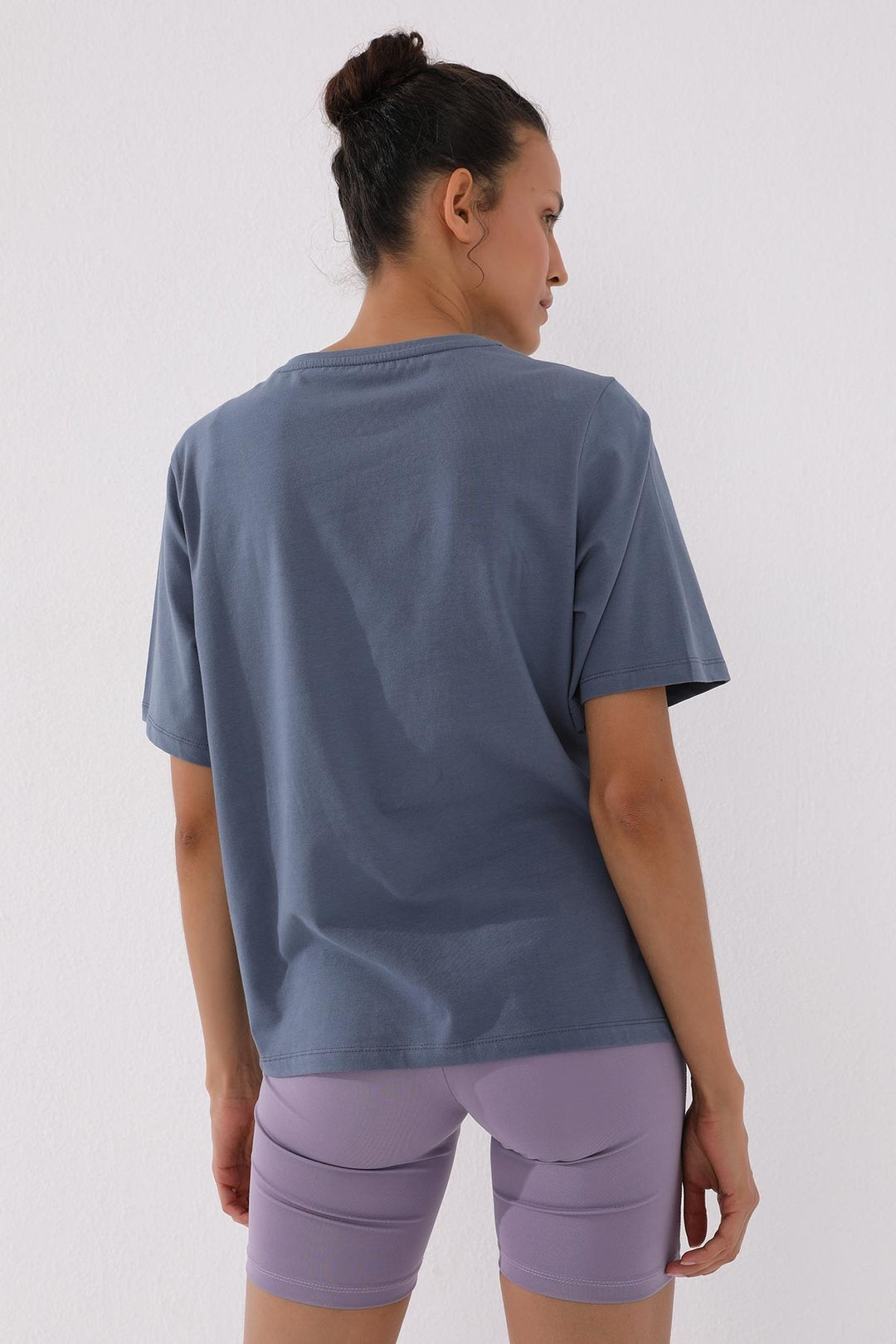 TMY Petrol Mixed Pattern Printed O Neck Women's Oversize T-Shirt - 97132 - Carlsbad
